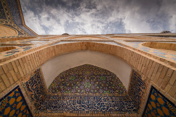 Close up on the details of Guri Amir or Gur Emir is a mausoleum of Amir Temur
