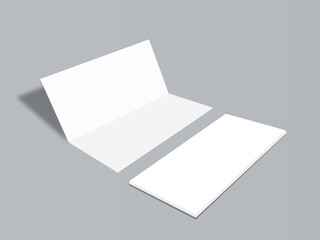 Bi-fold brochure mockup on isolated background.