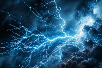 Electrifying Night Sky: A Stunning Display of Lightning - obrazy, fototapety, plakaty