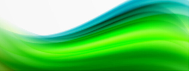 Rainbow color silk blurred wavy line background on white, luxuriously vibrant visually captivating backdrop. Stunning blend of colors reminiscent of rainbow, silky and gracefully blurred wavy pattern