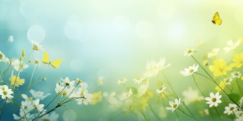 Fototapeta na wymiar Beautiful floral spring abstract background. nature summer background Blooming branches with flowers. Bright spring easter background