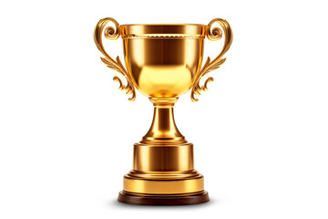 Elegant Golden Trophy with Ornate Handles | Isolated on Transparent & White Background | PNG File...
