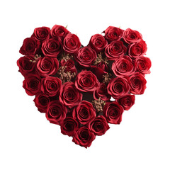 a red rose arranged in the shape of a heart isolated.