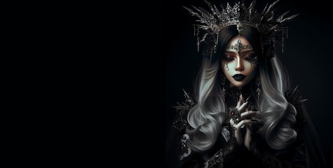 a dark queen on isolated black background, generative ai - obrazy, fototapety, plakaty