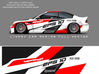 Rolgordijnen car livery graphic vector. abstract grunge background design for vehicle vinyl wrap and car branding © susi