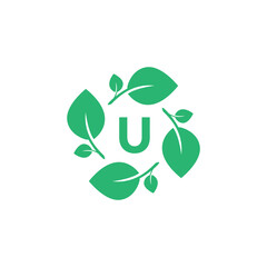 letter u organic leaf botanical product modern logo design graphic vector © NUR