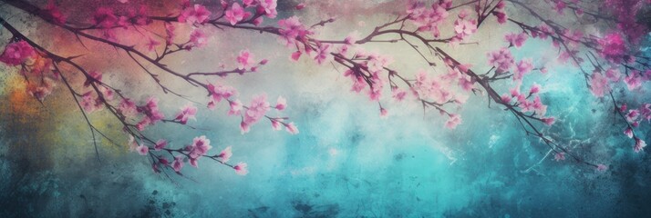 Spring Grunge Background Texture with Empty Copy Space for Text created with Generative AI Technology - obrazy, fototapety, plakaty