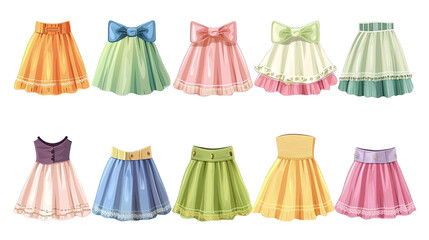 Set Of Skirt Woman Isolated