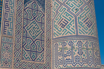 Close up details of the Bibi-Khanym Mosque in Samarkand, Uzbekistan