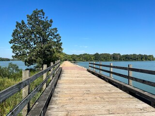 Obraz premium wooden bridge over the river