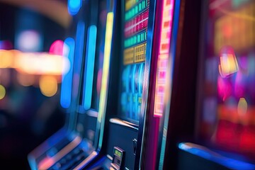 abstract blur background slot machine casino club entertainment leisure concept - obrazy, fototapety, plakaty