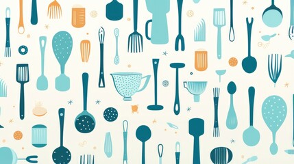 Clean and modern kitchen utensils forming a vector pattern.