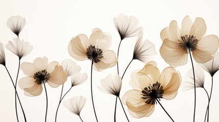 Chic and minimalist Nordic flowers on a white background.