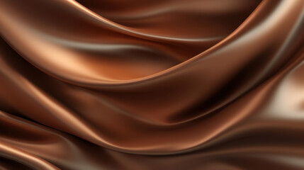 A close-up of rippling bronze silk fabric displaying its lustrous sheen and luxurious folds.