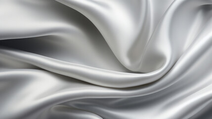 Fototapeta premium A close-up of white satin fabric, showcasing its glossy sheen and elegant, soft folds.
