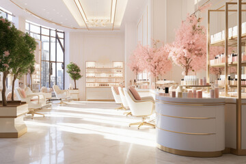 Beautiful beauty products shop interior