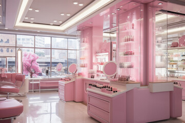Beautiful beauty products shop interior