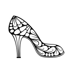 High heel shoe cut template. Woman's fashion decorative cut out element.