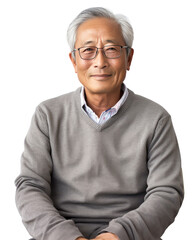 メガネのやさしそうなおじさん、日本の老人のポートレート　Generative AI