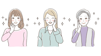 Illustration Set of Smiling Women.