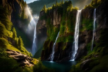 waterfall in the mountains