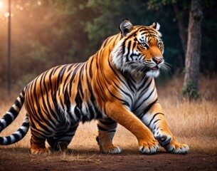 Fototapeta premium Great tiger in the nature habitat. beautiful animal and his portrait