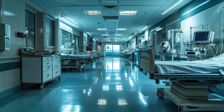 recovery ICU intensive care unit room ward with life support at hospital medical care emergency, biometrics