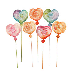 Watercolor Valentine Heart-Shaped Lollipops