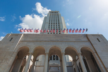 Downtown Los Angeles City Skyline with the city hall building