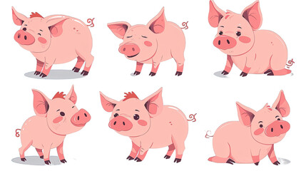 Obraz premium Set of Pig Cartoon