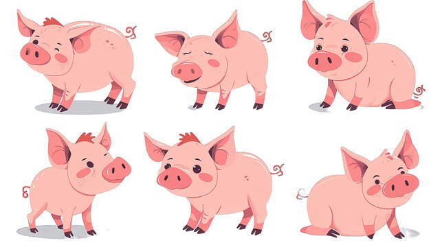 Set of Pig Cartoon