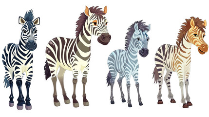 Obraz premium Set Of Zebra Cartoon