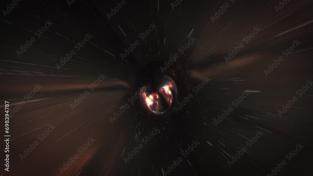 Wall mural wormhole through cosmic space loop - animation