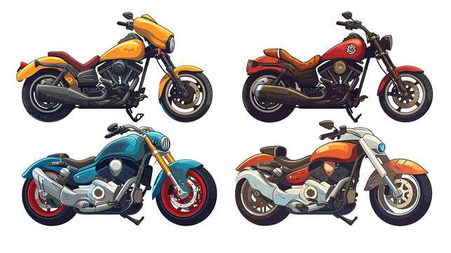 Set Of Motorcycles Illustration