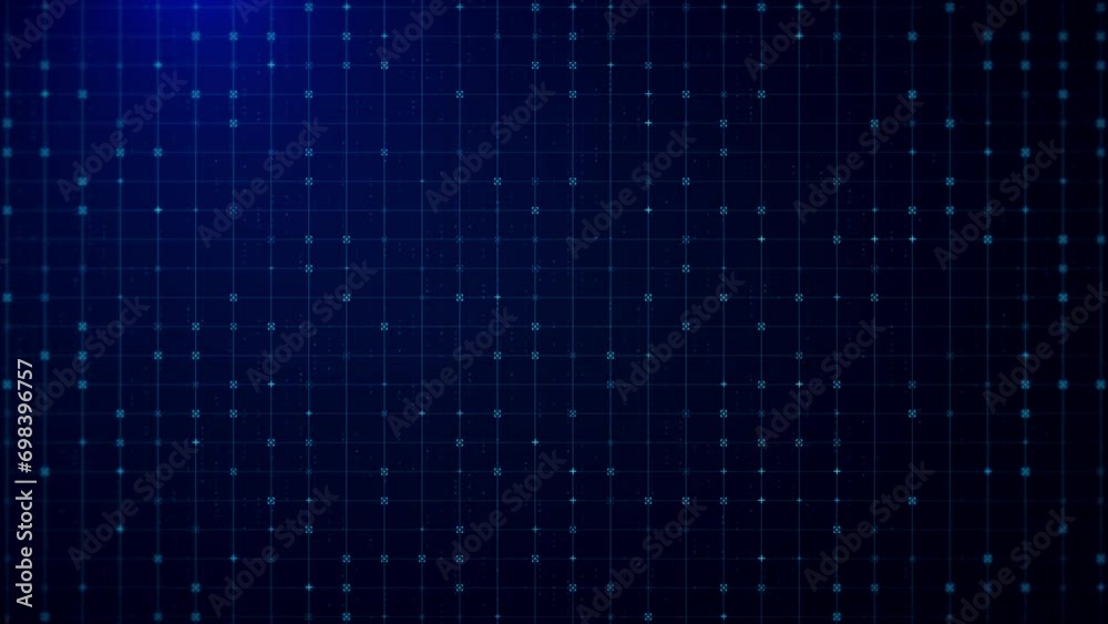 Wall mural grid perspective design over and under blue light grid on dark background, futuristic retro style. 4
