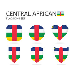 Central African 3d flag icons of 6 shapes all isolated on white background.