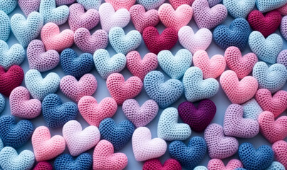 Mixed colors yarn heart. Adorable little heart crocheted by hand. Valentine romance love forever theme