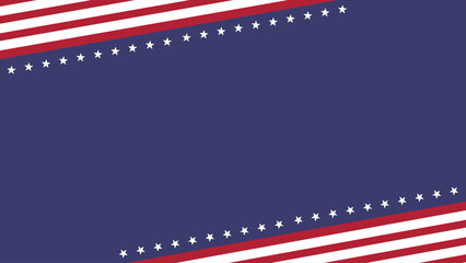 blue american flag vector template background with copy space for text