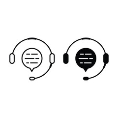 Help Call Center, Hotline Silhouette Icon Set. Customer Support Service Pictogram. Online Operator Symbol Collection. Headset with Speech Bubble Black and Color Sign. Isolated Vector Illustration.