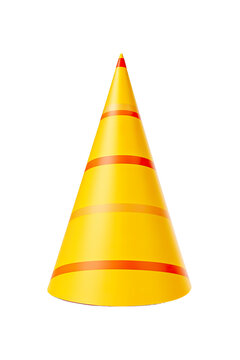 The cone shape colorful birthday party hat isolated white background PNG object