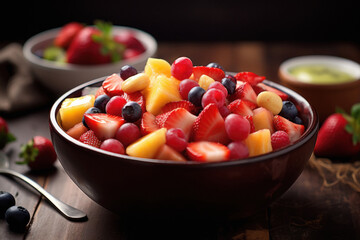 Fresh mixed fruits salad in bowl