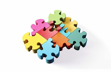 brainstorming teamwork concept jigsaw puzzle pieces icon floating isolated background solution collaboration business development idea teamwork financial 3d render illustration