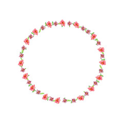 floral frame . Light , bright, watercolor, summer wildflowers . isolated composition on a white background. for postcards, invitations.