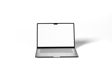 Modern thin frame realistic laptop, notebook or ultrabook mockup for inserting any UI interface advertisment or business presentation isolated vector illustration.