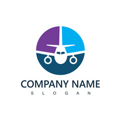 Travel agency logo. transport, logistic delivery logo design. airplane illustration.