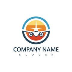 Travel agency logo. transport, logistic delivery logo design. airplane illustration.
