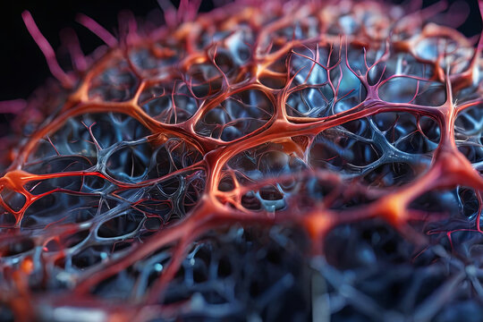 Abstract brain synapses Close up view showcasing neural connections. Perfect for neuroscience, health, and science concepts.