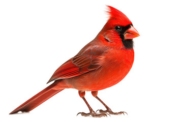 Red Cardinal Perched Render Isolated on Transparent Background - obrazy, fototapety, plakaty