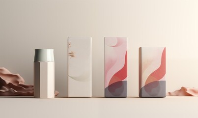 Minimal cosmetic product display podium for mock up, 3D rendering