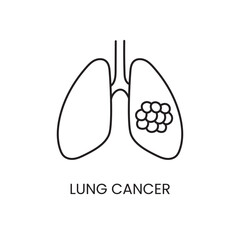 Lung cancer line icon vector cancer malignant disease